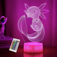 Okiyid Axolotl Gifts 3D Illusion Lamp 3D Axolotl Night Light With Remote And Touch Control Axolotl Decor For Kids Room Girls