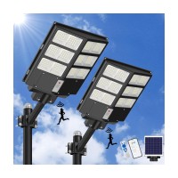 Waitscher Solar Street Light 2000W Outdoor Flood Light With App 250000Lm Waterproof Dusk To Dawn Motion Sensor Light 2 Packs