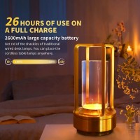 Portable Metal Table Lamp For Indooroutdoor Cordless Table Lamp Lantern Rechargeable Battery Powered 3 Color Stepless Dimmin