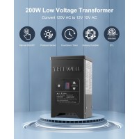 Treewell 200W Low Voltage Landscape Transformer Outdoor Landscape Lighting Transformer With Photocell Sensor Timer 120V Ac T