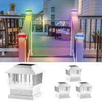 Moondeage Rgbwarm Solar Post Cap Lights 50 Lumen Outdoor 4X4 35X35 45X45 Or 55X55 Led Fence Deck Patio Garden Post Lig