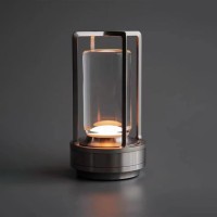 Portable Metal Table Lamp For Indooroutdoor Cordless Table Lamp Lantern Rechargeable Battery Powered 3 Color Stepless Dimmin