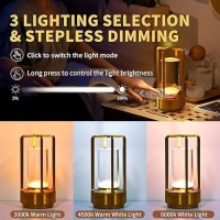 Portable Metal Table Lamp For Indooroutdoor Cordless Table Lamp Lantern Rechargeable Battery Powered 3 Color Stepless Dimmin