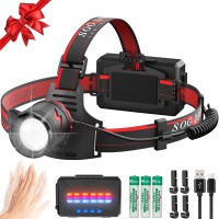 Headlamps For Adults Rechargeable, 10 Hours 120,000Lm Super Bright Led Headlamp With 11 Modes & Red Light, 69H Standby, Motion Sensor, Waterproof 90 Adjustable Headlights For Camping Hunting Fishing