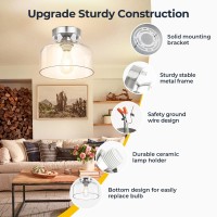 Laccen Semi Flush Mount Ceiling Light Silver Clear Glass Pendant Lamp Shade Modern Farmhouse Light Fixture For Hallway Corrido