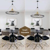 Qarehl Modern Chandeliers Large Black And Gold Farmhouse Chandelier Contemporary Round Hanging Light Fixture Industrial Pendant Lighting For Dining Room Living Room Kitchen Hallway Entryway Foyer