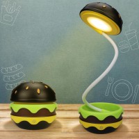 Qwifyu Cute Desk Lamp For Kids, Hamburger Small Boy Desk Lamps Rechargeable With Dimmable Touch Adjustable Neck,Kawaii Desk Lamp Night Light,Boy Desk Accessories Kawaii Room Decor For Boys Girl Gift