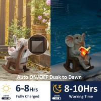 Foxmis Garden Statues Elephant Halloween Decorations Outdoor Lights Lucky Miniature Elephant Statue Solar Garden Decor For Pati