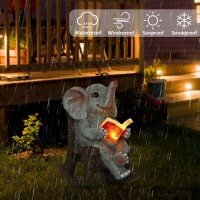 Foxmis Garden Statues Elephant Halloween Decorations Outdoor Lights Lucky Miniature Elephant Statue Solar Garden Decor For Pati