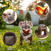 Foxmis Garden Statues Elephant Halloween Decorations Outdoor Lights Lucky Miniature Elephant Statue Solar Garden Decor For Pati