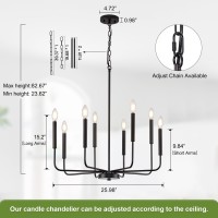 Zuyurt Modern Black Chandelier For Dining Room 8Light Metal Farmhouse Dining Room Light Fixtures Hanging Candle Chandelier Lig