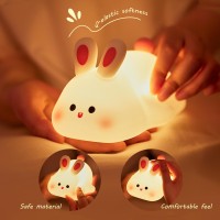 Jgmztzt Baby Night Light For Kids Touch Easter Rechargeable Rabbit Lamp Kids Lights For Bedroom Led Portable Bunny Night Light