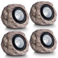 Hqian Sat 4 Pack Solar Garden Lights Outdoor Super Bright Solar Rock Spot Ligths Outdoor Led Landscape Lighting For Pathway Lawn