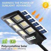 Ecojligoas 4 Packs 150W Solar Street Lights Outdoor Waterproof, Led Street Light Solar Powered, Motion Sensor Security Flood Light, Remote Control For Garage, Yard, Parking Lot Etc