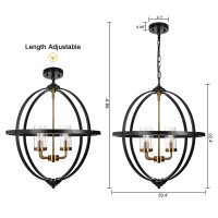 Pendant Light 4Light Globe Chandelier 20 Hanging Ceiling Light Fixtures Black And Gold Finish Glass Cover Luxurious Hangin