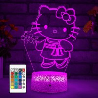 Zehaiylf Cat Night Light Kitty Lamp With Remote Smart Touch 7 Colors 16 Colors Changing Opreated Dimmable Lamp Childrens