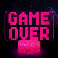 Gameover Game 3D Usb Led Gaming Light For Game Room Office Decoration, Game For Kids, Gamers, Challenges, Gaming Table Decor (Gameover Game-16 Colors)