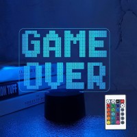 Gameover Game 3D Usb Led Gaming Light For Game Room Office Decoration, Game For Kids, Gamers, Challenges, Gaming Table Decor (Gameover Game-16 Colors)