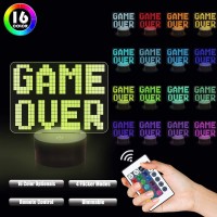 Gameover Game 3D Usb Led Gaming Light For Game Room Office Decoration, Game For Kids, Gamers, Challenges, Gaming Table Decor (Gameover Game-16 Colors)