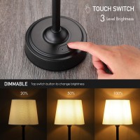 Obright Seraph - Cordless Led Table Lamp With Dimmer, Built-In Rechargeable Battery, 3-Level Brightness, Patio Table Lamp, Bedside Night Lamp, Ambient Light For Restaurant, Black