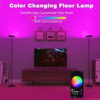 Yhw Living Room Floor Lamp Smart 2000Lm Bright Floor Led Lamps 16 Million Rgb Dimmable Color Temperature Standing Tall Lamp Wi