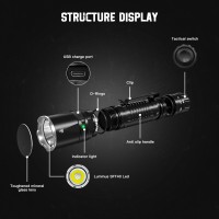 Wurkkos Td03 Led Tactical Flashlight High Lumens Rechargeable Flashlights With Tail Rotary Switch 1800 Lumens 5000K 1158Ft Long