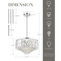 Cargifak 15 Crystal Chandelier 5Tier Modern Chandelier With Polished Chrome Finish Pendant Light For Dinning Room Kitchen I