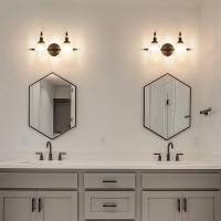 Ditoon Matte Black Vanity Light Farmhouse Bathroom Light Fixtures 2 Light Bathroom Vanity Lights Flower Glass Shade Bathroom