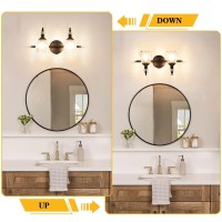 Ditoon Matte Black Vanity Light Farmhouse Bathroom Light Fixtures 2 Light Bathroom Vanity Lights Flower Glass Shade Bathroom