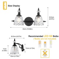 Ditoon Matte Black Vanity Light Farmhouse Bathroom Light Fixtures 2 Light Bathroom Vanity Lights Flower Glass Shade Bathroom