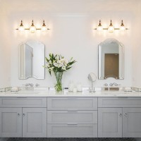 Ditoon Brushed Gold Bathroom Vanity Light Farmhouse Brass Bathroom Light Fixtures Over Mirror 3 Light Vanity Lighting Fixtures