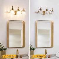 Ditoon Brushed Gold Bathroom Vanity Light Farmhouse Brass Bathroom Light Fixtures Over Mirror 3 Light Vanity Lighting Fixtures