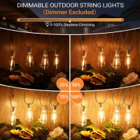 100Ft White Waterproof String Lights For Outside Patio Outdoor Led String Lights With 502 Dimmable Shatterproof St38 Edison Bu