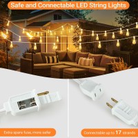 100Ft White Waterproof String Lights For Outside Patio Outdoor Led String Lights With 502 Dimmable Shatterproof St38 Edison Bu