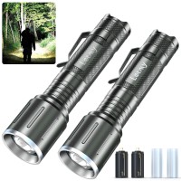 Letmy Led Flashlight 2 Pack Super Bright 3000 Lumens Tactical Flashlights High Lumens Zoomable 5 Modes Flash Light Waterpr