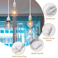 Lofob 148Ft Extension Hanging Lantern Cord Cable White Pendant Lighting With Plugin Cord And Onoff Switch Diy With Lamp Sha