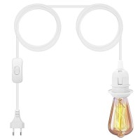 Lofob 148Ft Extension Hanging Lantern Cord Cable White Pendant Lighting With Plugin Cord And Onoff Switch Diy With Lamp Sha