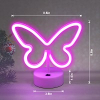 Brightdeck 2 Pack Butterfly Neon Signs Led Pink Butterfly Neon Sign Battery Or Usb Powered Decoration Lamp Neon Lights Heart D