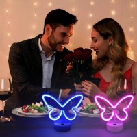 Brightdeck 2 Pack Butterfly Neon Signs Led Pink Butterfly Neon Sign Battery Or Usb Powered Decoration Lamp Neon Lights Heart D