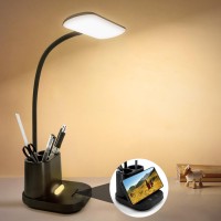 Desk Lamp Led Desk Lamps For Home Office Dimmable Desk Light With Pen Phone Holder And Night Light 3600Mah Rechargeable Table