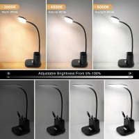 Desk Lamp Led Desk Lamps For Home Office Dimmable Desk Light With Pen Phone Holder And Night Light 3600Mah Rechargeable Table