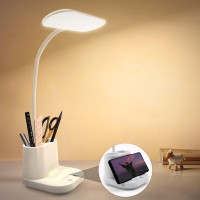 Desk Lamp Led Desk Lamps For Home Office Dimmable Desk Light With Pen Phone Holder And Night Light 3600Mah Rechargeable Table