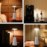 Wubtu Table Lamp For Nightstand,Cordless 3 Colors Dimmable Usb Rechargeable Touch Desk Lamp With 4000Mah Battery Bedside Lamps,Desk Lights For Bedroom Living Room Office Bars Indoor Outdoor