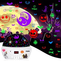 Halloween Projector Night Light With Skull And Jack Olantern Faces Theme Skeleton Night Light With Timer Bat Light Projector