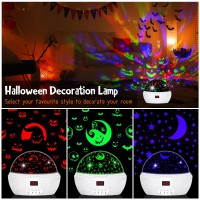 Halloween Projector Night Light With Skull And Jack Olantern Faces Theme Skeleton Night Light With Timer Bat Light Projector