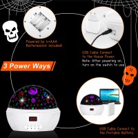 Halloween Projector Night Light With Skull And Jack Olantern Faces Theme Skeleton Night Light With Timer Bat Light Projector