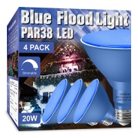 Gonhom 4 Pack Par38 Blue Flood Lights Outdoor,Dimmable Flood Blue Light Bulb,20W(Equivalent To 200W),E26 Base Blue Led Light,Christmas Light Bulbs,Outdoor Porch,Holiday Lighting,Blue Flood Light Bulb