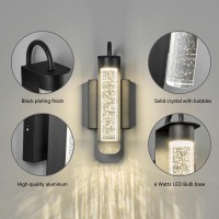 Bbllwj Modern Black Wall Sconce Indoor Wall Lamp Led 4000K Neutral White Wall Lights With Bubble Crystal Wall Mounted Light Living Room Bathroom Dimmable Sconce Wall Lighting