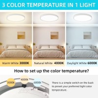 Aurorast 8Pack Led Flush Mount Ceiling Light 12Inch 24W 2400Lm 3000K4000K6000K Selectable Ceiling Light Fixtures For Bedroom