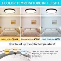 Aurorast 4Pack Led Flush Mount Ceiling Light 12Inch 24W 2400Lm 3000K4000K6000K Selectable Ceiling Light Fixtures For Bedroom